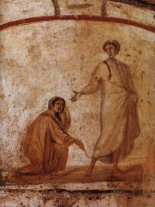 Healing of a Bleeding Woman, Rome, Catacombs of Marcellinus and Peter